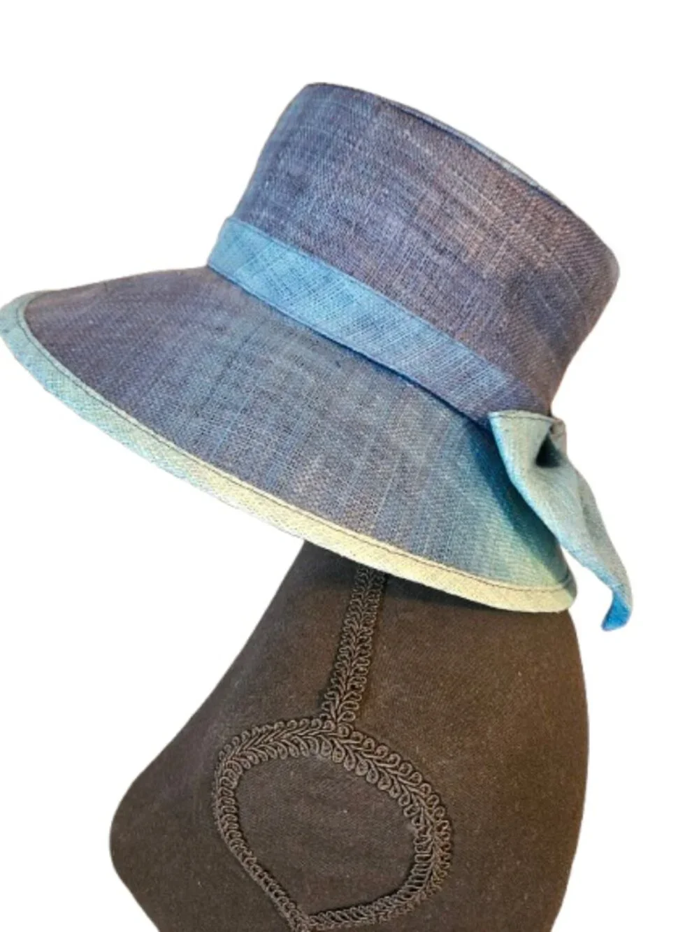 Liz Claiborne Vintage-inspired Blue Green Toned Sinamay Straw Derby Style Hat